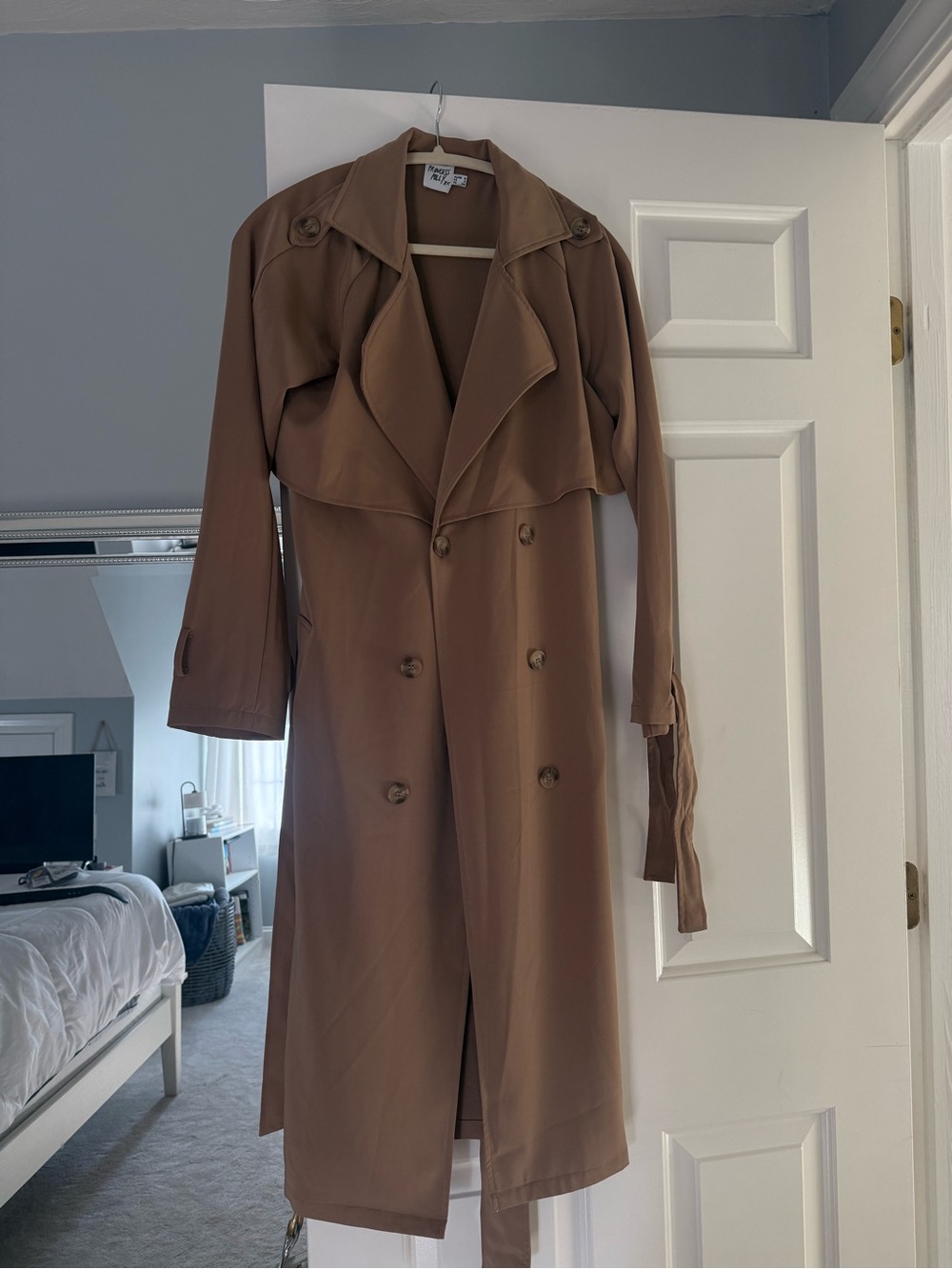 Princess Polly Long Double-Breasted Trench Coat in Brown
